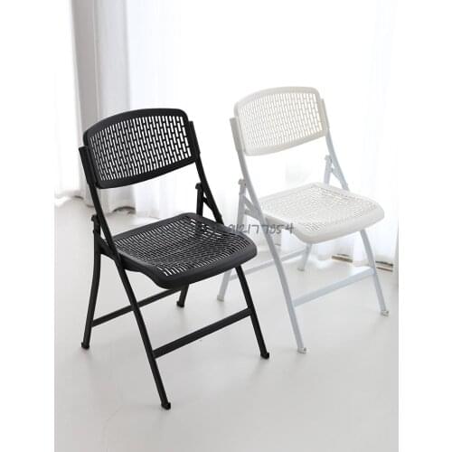 Plastic Folding Chair Backrest Stool Home Simple Breathable Hollow Office Conference Room Chair Training Foldable Chair