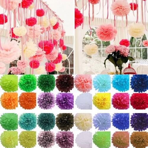 1pcs 15cm-25cm Tissue Paper Poms Wedding Decorative Props Flower Kissing Pompom Ball For Wedding Party Home Decoration