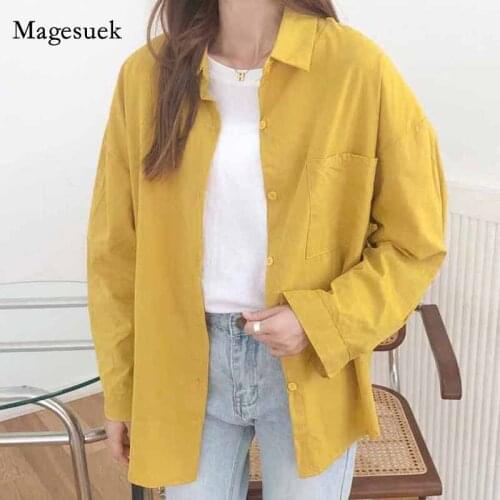 Casual Ladies Cotton Linen Tops Korean Turn Down Collar White Coat Shirt Spring New Loose Long Sleeve Blouse Women Blusa 12807