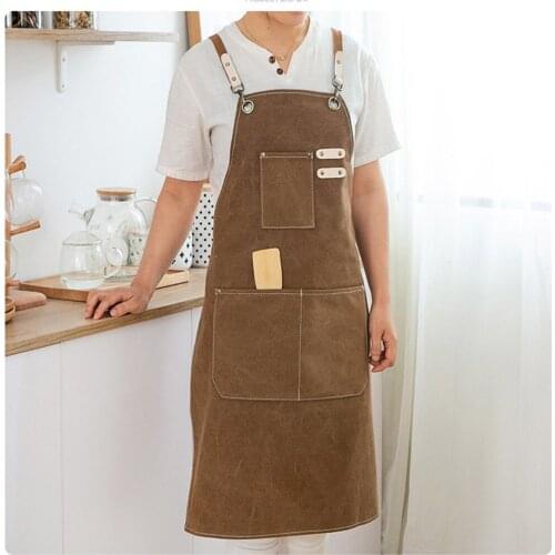 Floral Apron with Big Pockets Stud Reinforcement Water Repellent Adjustable Accessory