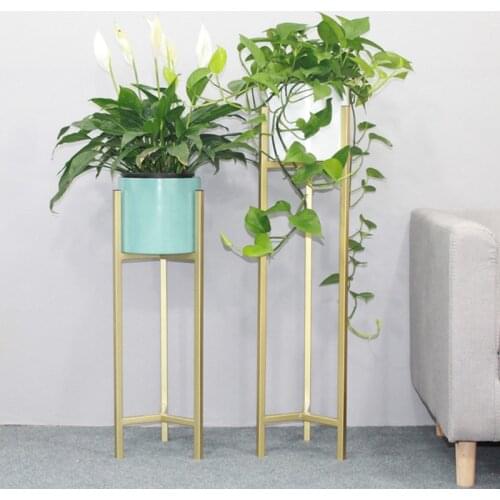 Nordic Flower Shelf Indoor Light Luxury Iron Flower Pot Stand Golden Floor-standing Living Room Green Radish Decoration Shelf
