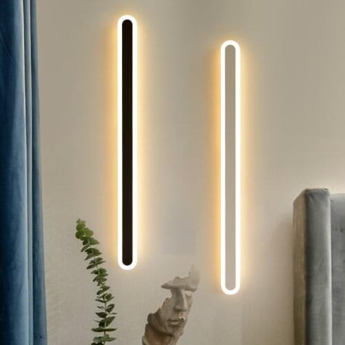 Nordic Minimalist Line Wall Lamp Modern Led Long Strip Wall Sconce Light Fixtures Bedroom Bedside Mirror Lights Indoor Lighting