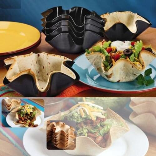 1pc Tortilla Pan Set Nonstick Taco Salad Bowl Baking Mold Kitchen Tool Black