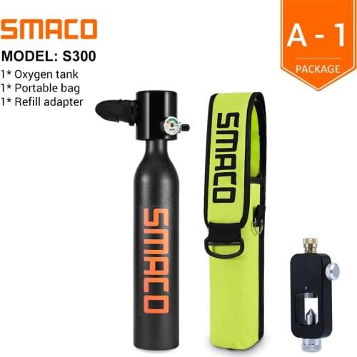 SMACO Mini Scuba Diving Tank Equipment Dive Cylinder with 8 Minutes Capability 0.5 Litre Capacity with Refillable Design