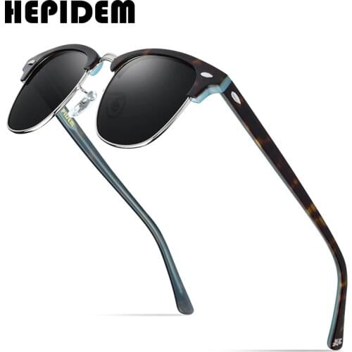 HEPIDEM Acetate Polarized Sunglasses Women 2020 Fashion Luxury Brand Design Retro Vintage Round Sun Glasses for Men Shades 9131