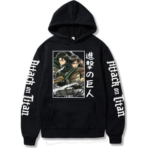 Mens Hoodies Anime Attack on Titan Streetwear Cartoon Casual Long Sleeve Sweatshirt Harajuku Hoodie