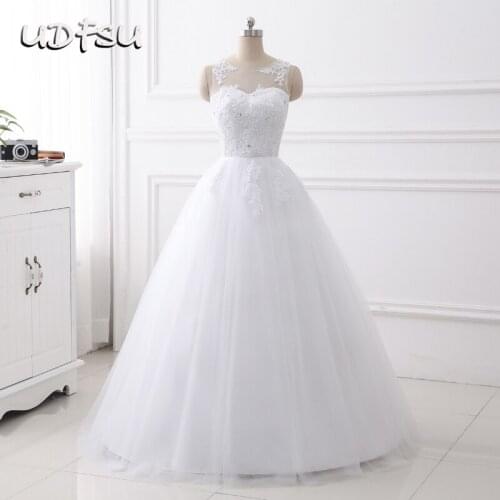 UDFSU Wedding Dress Sleeveless Bridal Dress V-neck Wedding Gown Backless A Line Wedding Dress