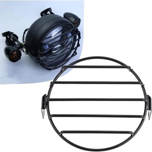 Universal Motorcycle Headlight Protector Grille Guard Cover 7 inch Metal Protection Mesh Grill Side Light Lamp Mount Cover