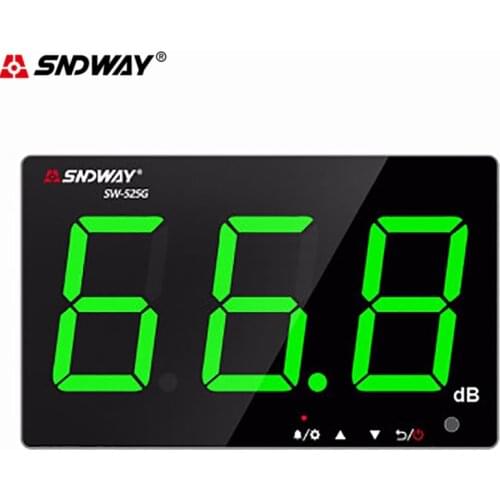 Medidor de nível de som fixado SW-525G Hanging Sound Level Meter Green Light with USB Charging 30 to 130db Noise Level Meter