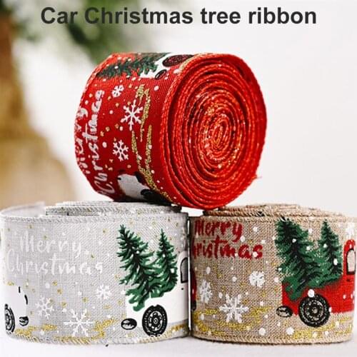 Merry Christmas Tree Ribbon Home Office Shop Party Decorative Burlap Ribbon Car Decoration Bands New Year Decor