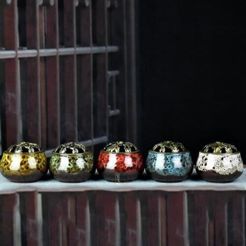 1pcs Mini Ceramic Incense Burners Portable Porcelain Censer Buddhism Incense Holder Home Tea house Yoga Studio