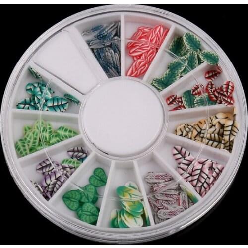 120pcs/set Nail Art Tips 3D Slices Leaf Polymer Clay DIY Decoration Nail Sticker Mixed Stype -35