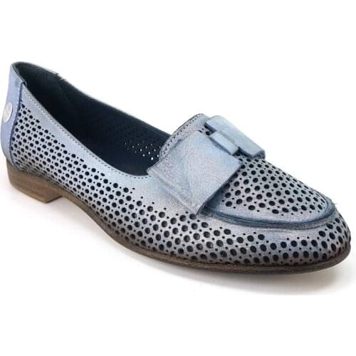 2021 Trend Yeni Sezon Model %100 Deri Ayakkabı İle Kişiye Özel ve Rahat Mavi 4285 Mammamia Günlük Bayan Ayakkabı