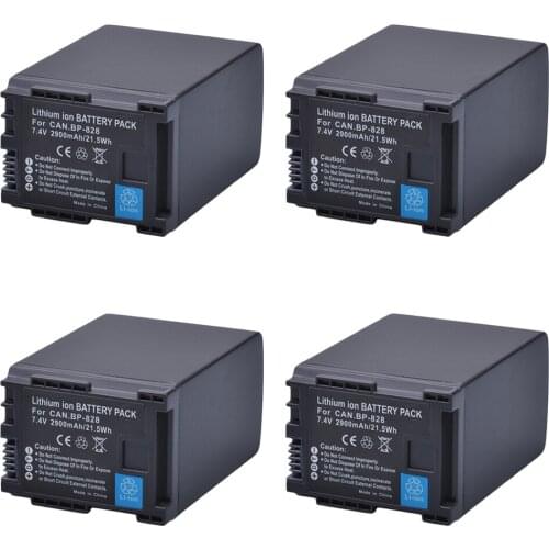 4pc 2900mAH BP-828 BP 828 BP828 Li-ion Battery for Canon HFM300 HFM30 HFG30 HFG10 HFM40 HFM400 HFS30 HF20 HG20 G30 G40 XA20 XA25