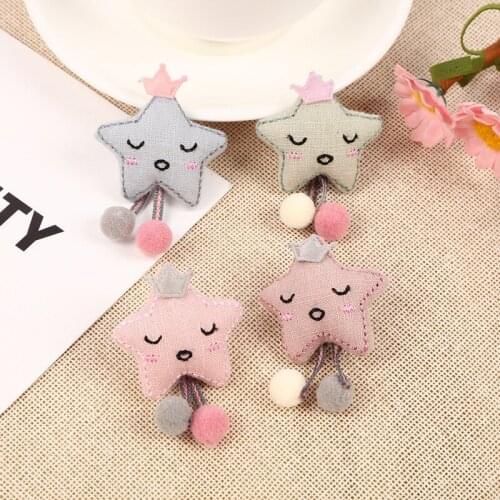 4Pcs Cute Sleeping Stars Patch for Dress 3D Flowers Applique Dress Decoration Patches for Hair Clothes DIY Craft Supplies