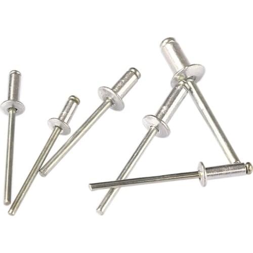50pcs Pop Rivets Aluminium M3.2 M4 Dome Head Blind Rivets Steel Shank Mandrel Exhaust Rivets