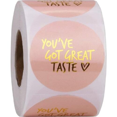 500 Pcs/roll Pink "You've Got Great Taste" Stickers Store Shopping Seal Stickers Handmade Gift Stickers
