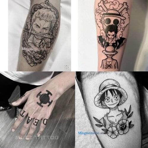 Anime ONE PIECE Tattoo Tattoo Stickers Luffy Zoro Trafalgar Law Tattoo Sticker Waterproof DIY Sticker Color Tattoo Cosplay Props