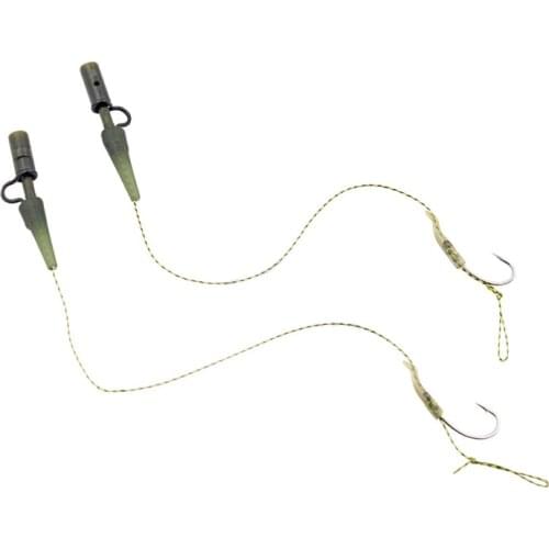 Bimoo 2PCS Pre-Tied Carp Rigs Hook Size 2 4 6 with Lead Clip Swivels Hair Rigs Coarse Fishing Tackle