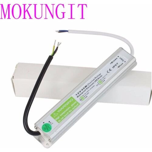 Fast shipping 10pcs Waterproof 12V 45W LED Driver Transformer Power Supply for 5050 3528 led strip light led modules AC 90-250V