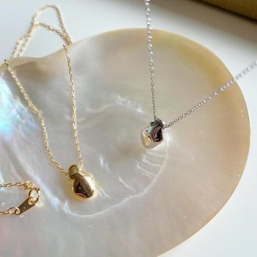 1pc Authentic 925 Sterling silver White/Gold Irregular Beads Geometric Pendant Choker necklace Fine Jewelry TLX859