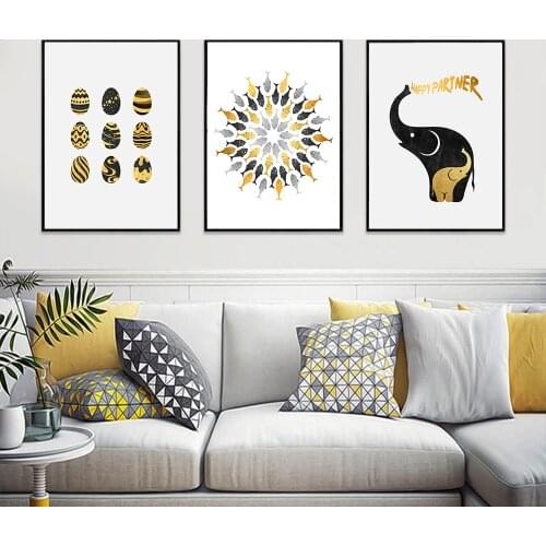 Black Elephant Mandala Nursery Wall Art Poster and Print Canvas Painting Nordic Kids Decoration Pictures Baby Bedroom Decoration