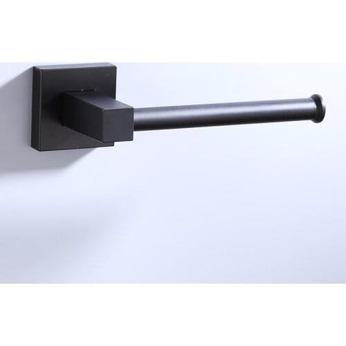 Bathroom Paper Holder Space Aluminum Paper Roll Holder Square Black Toilet Paper Holder Tissue Holder