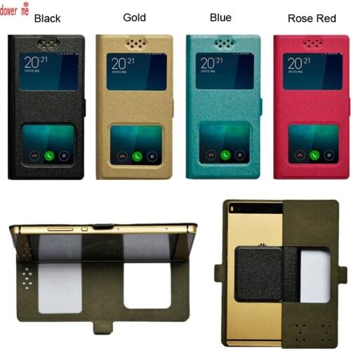 Dower me Double window Universal Flip PU Leather Case Cover For DEXP Ixion MS650 Phone In Stock N3