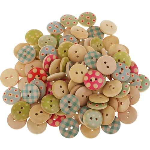 Fityle 100Pcs Handmade Wood Button Sewing DIY Craft Scrapbooking Embellishments handicrafts collages puppets DIY Apparel Sewing