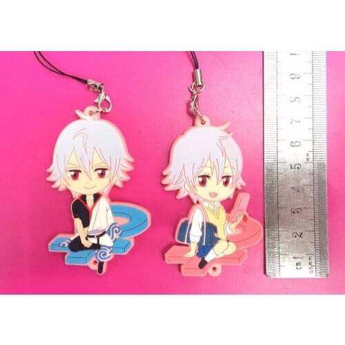 G661 Gintama Sakata Gintoki Toushirou Japanese anime rubber mobile phone charms keychain strap