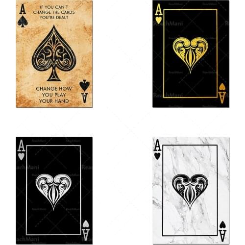 Toile créative Art-Ace Poker noir et or Art mural bureau / décoration de la maison