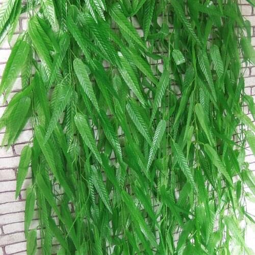 180 Meter Artificial Green Willow Simulation Silk Willow Leaf Flower Vine for Home Decoration FREE SHIPPING