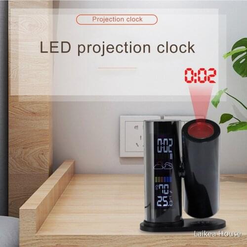 Creative Projection Clock Indoor Thermometer Hygrometer Household Electronic Clock Multifunctional Weather LCD Projection Clock
