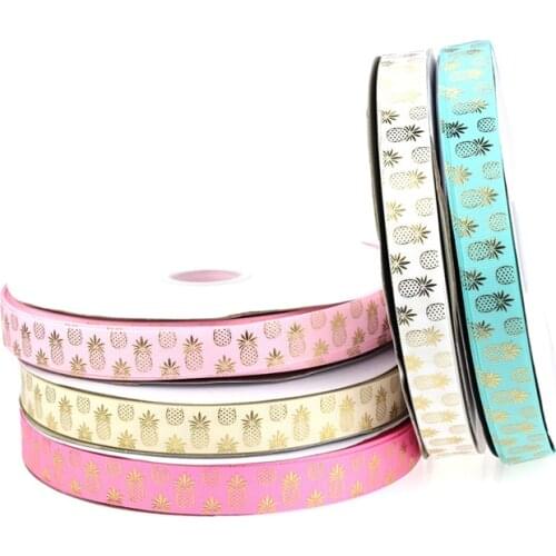 17102524,New arrival 7/8" (22mm) 5 yards/lot hot gold pineapple printed grosgrain ribbons cartoon ribbon DIY handmade materials