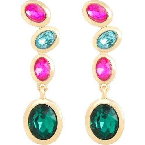 LUBOV Fashion Color Grape Shape Multi Oval Crystal Dangle Earrings Ins Bohemian Earrings Wedding Gift Dropshipping Wholesale