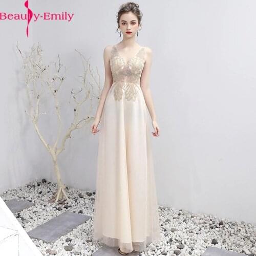Fashion Evening Dresses Lace Long A-Line V Neck Sleeveless Tulle Elegant Formal Party Dresses Appliques Beaded Dress Real Photo