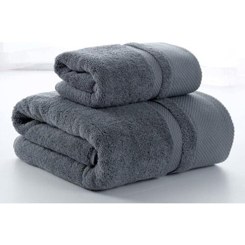 100% Cotton Towel Set for Adults 120G 1 Face Hand Towel +500G 1 Bath Towel Bathroom Solid Gray White Travel Sports Towels