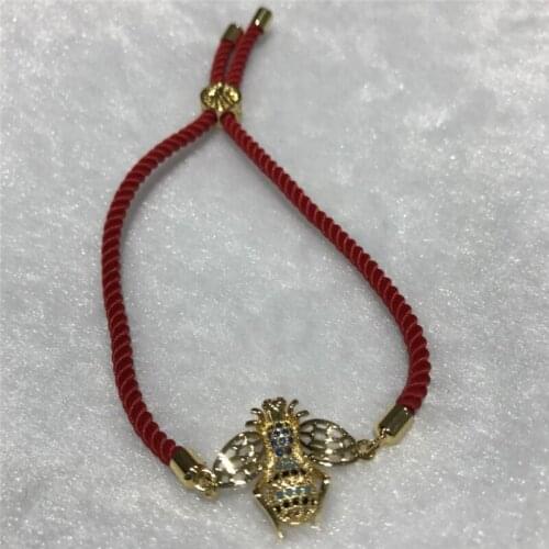 Wholesale Beautiful popular good quality inlay bees Red lucky rope length can be adjusted