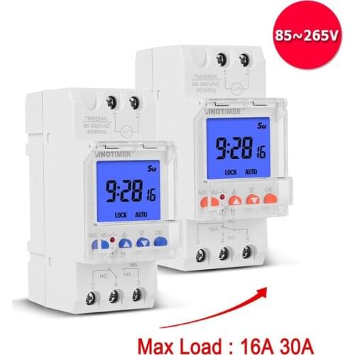 Rail Timer Backlight Sub Control Large LCD Screen Display 85-265V 16 Times 1 Second 7 Days Programmable Rail Timer