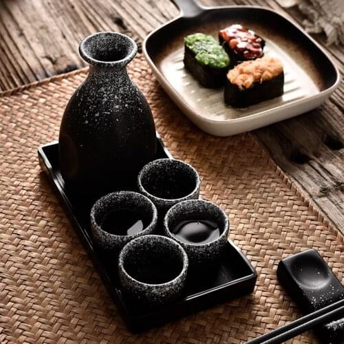 Retro Sake Cup Glass Set Ceramics Flagon Bottle Round Mini Flask Japanese Sake Set Decantador De Vino Hip Flasks BG50HF
