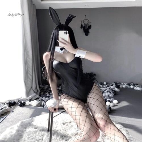 Sexy Bunny Girl Cosplay Costumes Women Sweet Rabbit Bodysuit Rabbit Ears Roleplay Party Club Wear sm Erotic Set JA060