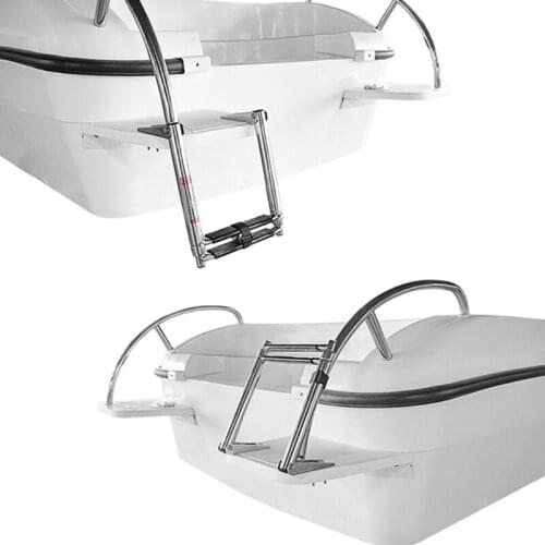 Boat Ladder 304 Stainless Steel Folding Telescopic Ladder 2-step Marine Launch Ladder Swimming Step Yacht Accessories M17E