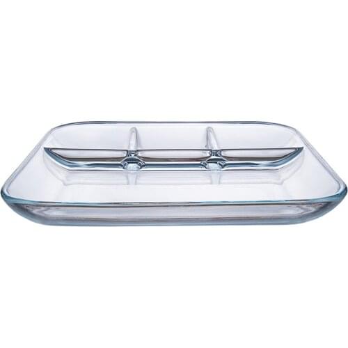 1pc Fruit Dish Glass Sub-grid Plate Snack Plate for Restaurant Home