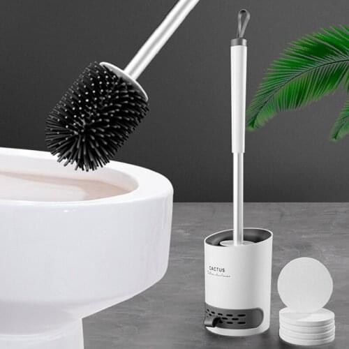 Sterilizable Diatom Mud Toilet Brush With TPR Brush Head And Stainless Steel Handle Wall-Mount Or Floor-Standing Cleaning Tools