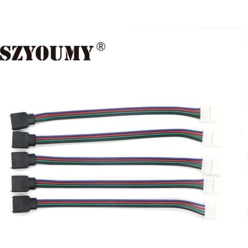 SZYOUMY 10MM 4 Pin LED RGB Strip Connector Wire SMD 5050 RGB LED Strip Light Solderless PCB Board Connector with Female Connect