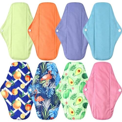 OhBabyKa Washable Sanitary Pads Bamboo Cloth Pads Reusable Serviette Hygienique Cartoon Print Women Menstrual Pads Size S M L