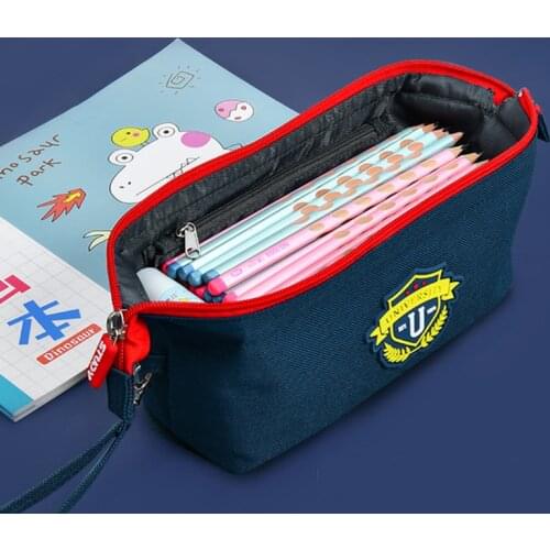 Creative Canvas Large Capacity Pencil Case, Noble School Style Pen Case Portable Pencil Bag Pencils Pouch Stationery Supplies