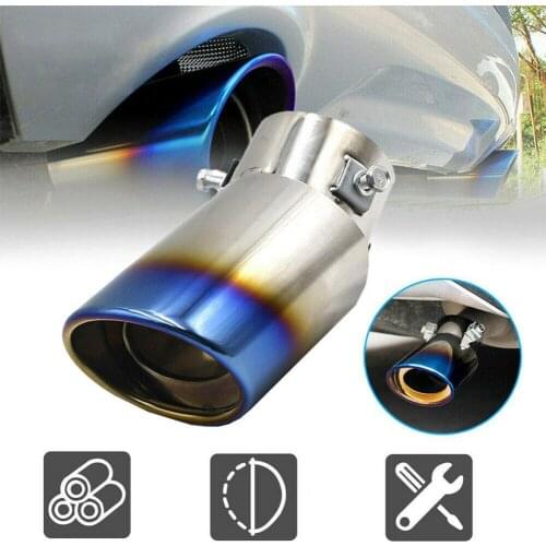 Universal Car Exhaust Muffler Tip Round Steel Car Tail Rear Chrome Round Exhaust Pipe Tail Muffler Tip Pipe Silver