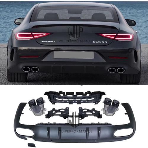 W257 CLS300 CLS53 AMG Style Car body kit Stainless steel exhaust pipe PP rear bumper diffuser for Benz W257 CLS300 CLS53 2020