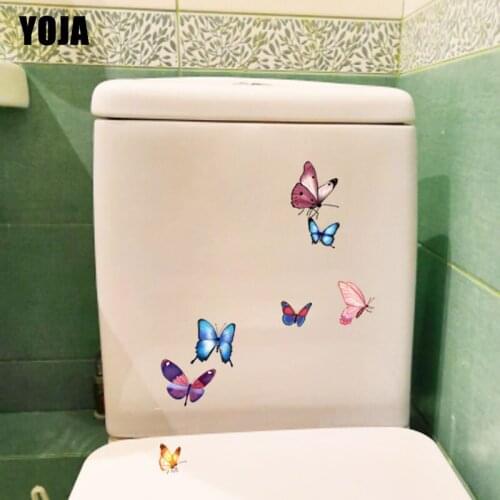 YOJA 24.4X22.9CM Butterfly Design Toilet Decal Art Wall Stickers Room Home Kits Pretty T3-1264